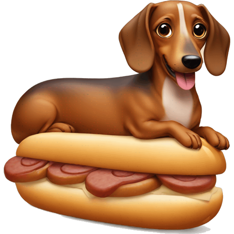 Sausage dog on a bun emoji