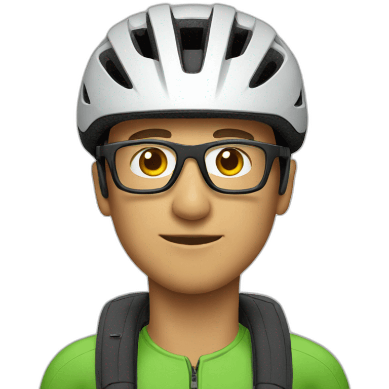 Man with cycling helmet with glasses emoji