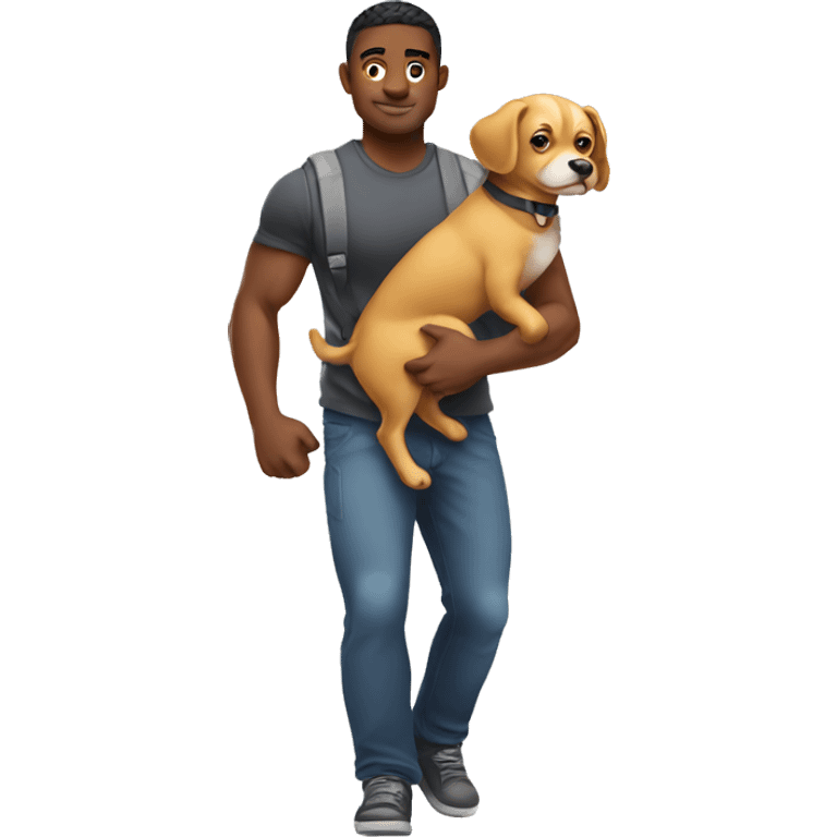 Strong guy carrying a tiny dog emoji