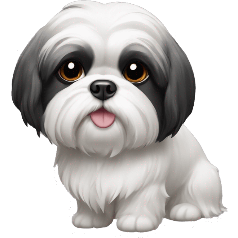 Black and white shihtzu dog emoji