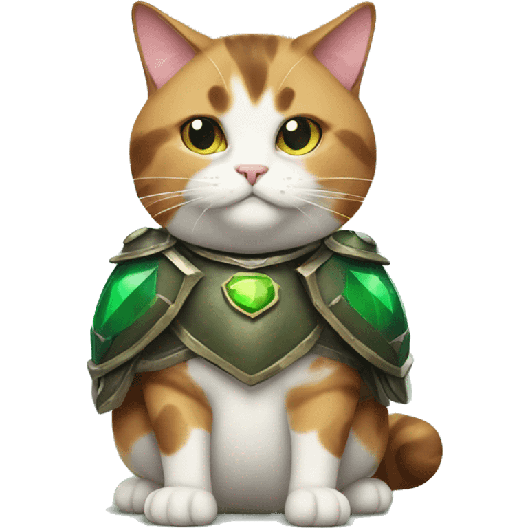 Fat calico cat with emerald armor  emoji