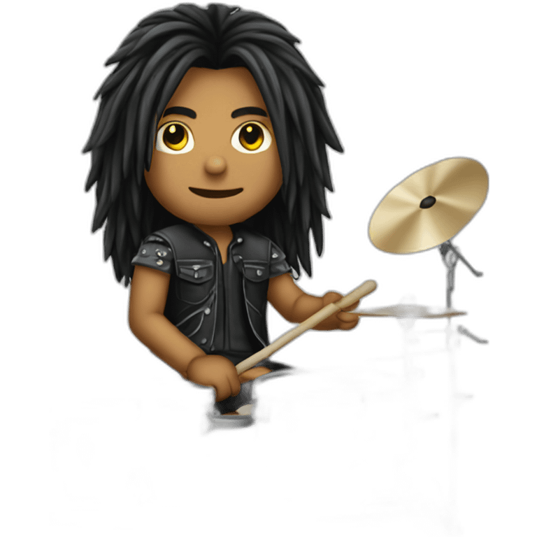 Metal drummer long hair emoji