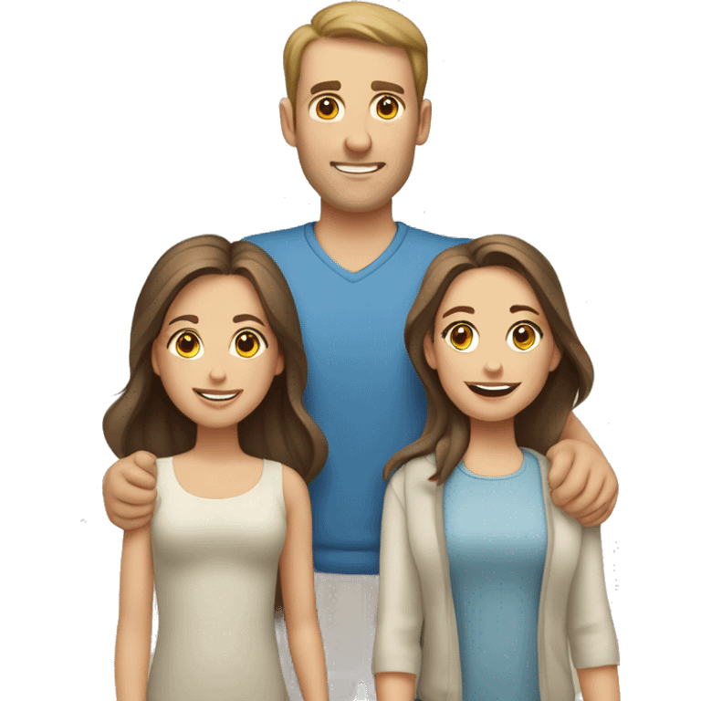 Caucasian family of four with man brown hair woman and two girls emoji