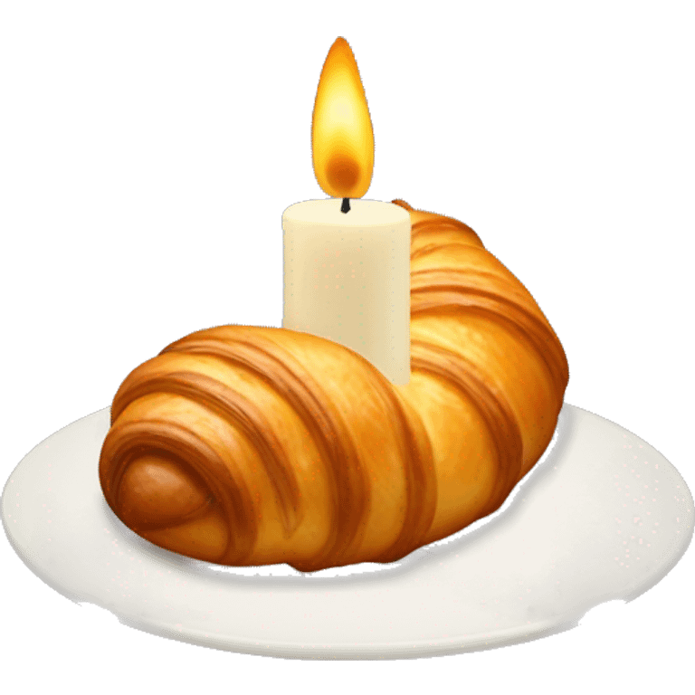 a candle in the shape of a croissant, felines sticking out of the croissant emoji