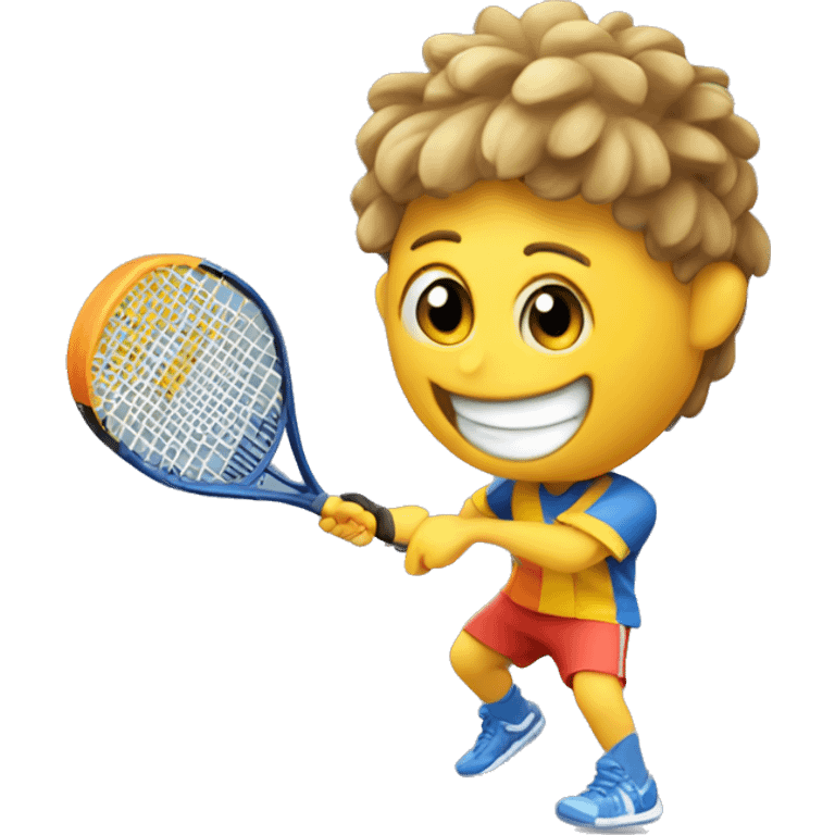 Padel player with nice smile, racket, ball  emoji