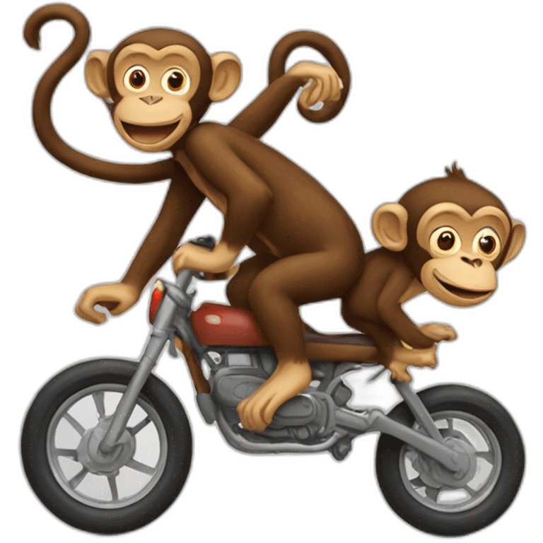 a monkey riding another monkey from the side emoji