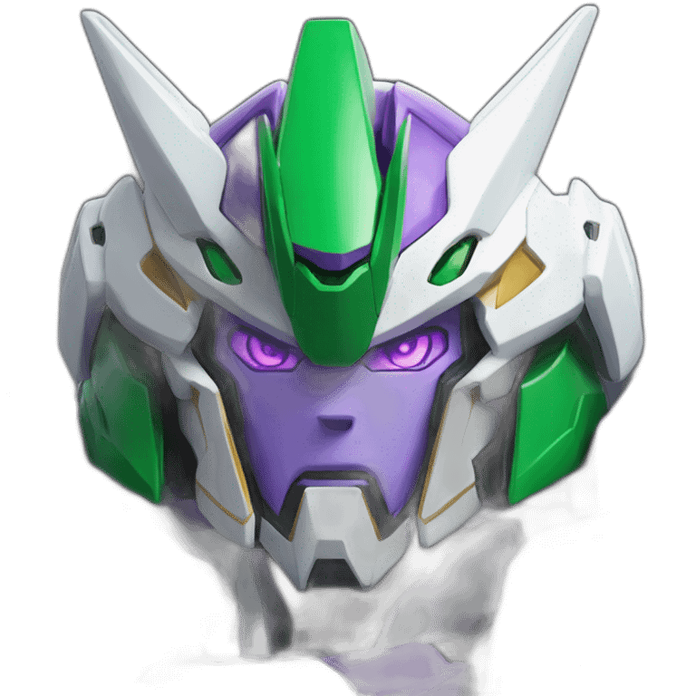 purple and green gundam barbatos face emoji