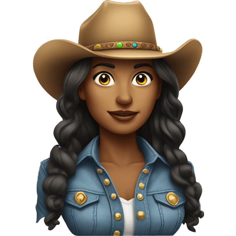 realistic portrait of very beautiful cowgirl woman  emoji