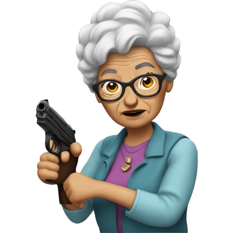 Granny with a gun emoji