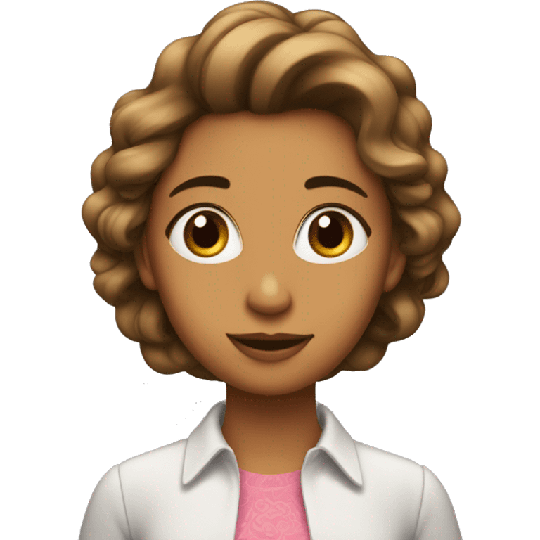 chica de pelo castaño enamorada emoji