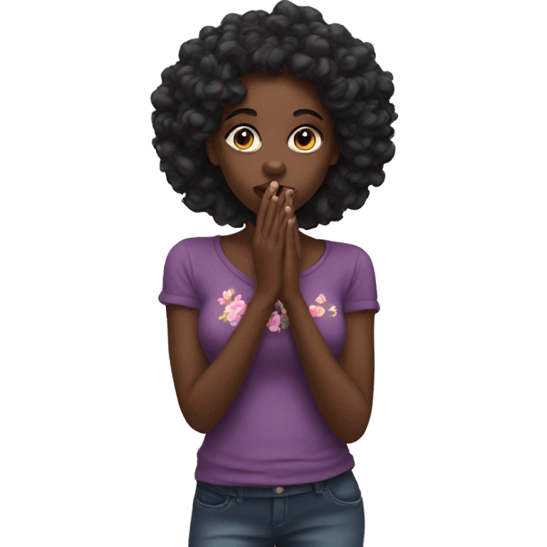 Black girl blowing kisses emoji