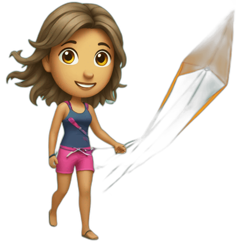 Kitesurfer girl with kite emoji