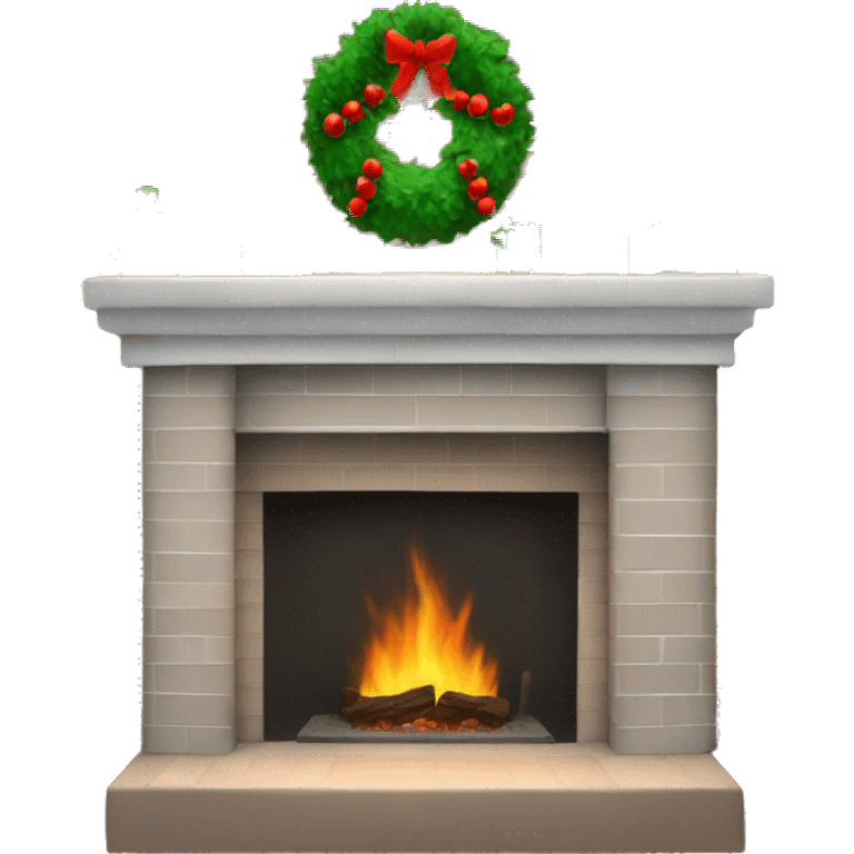 Brick Fireplace with wreath and Christmas lights and stockings emoji