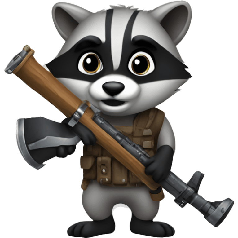 a raccoon holding a rpg emoji