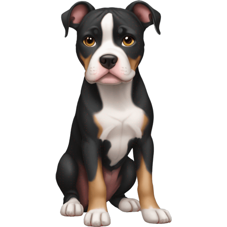 black tri color pitbull with cropped ears emoji