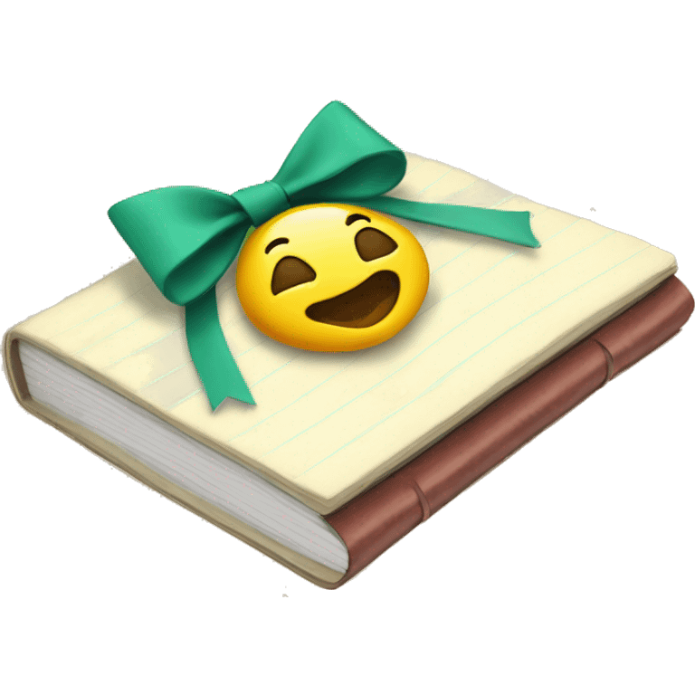 School notebook journal with a bow on it emoji