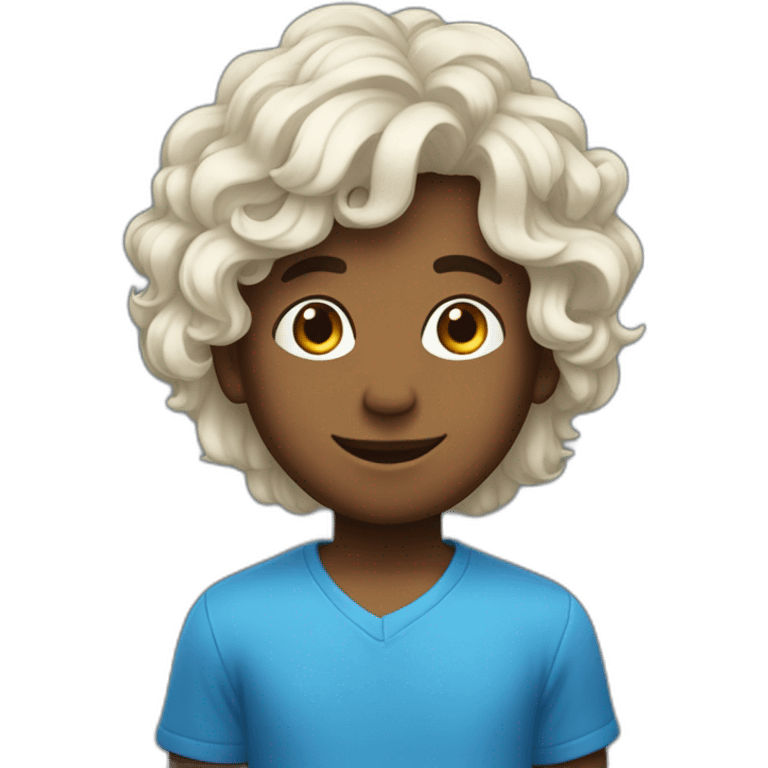 Un garçon avec les cheveux teinture bleu étoile. emoji