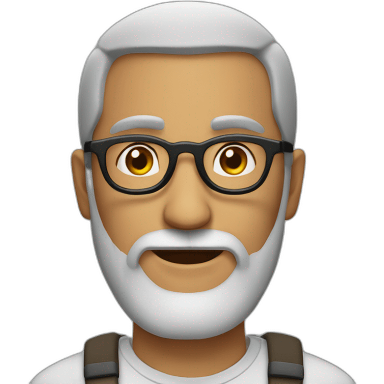 Middle age Arab man with a long blach beard, round glasses and short hair. emoji