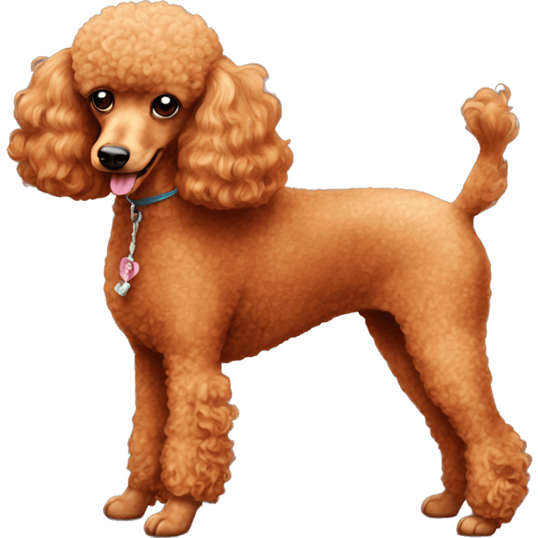 Red poodle eating  emoji