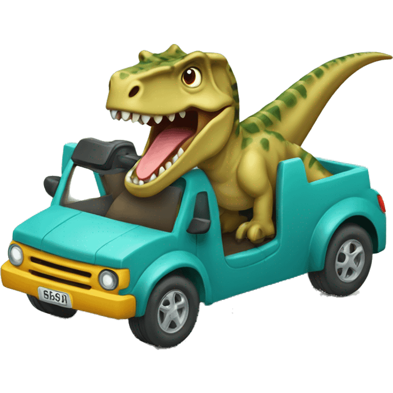 Dinosaurio en carro emoji