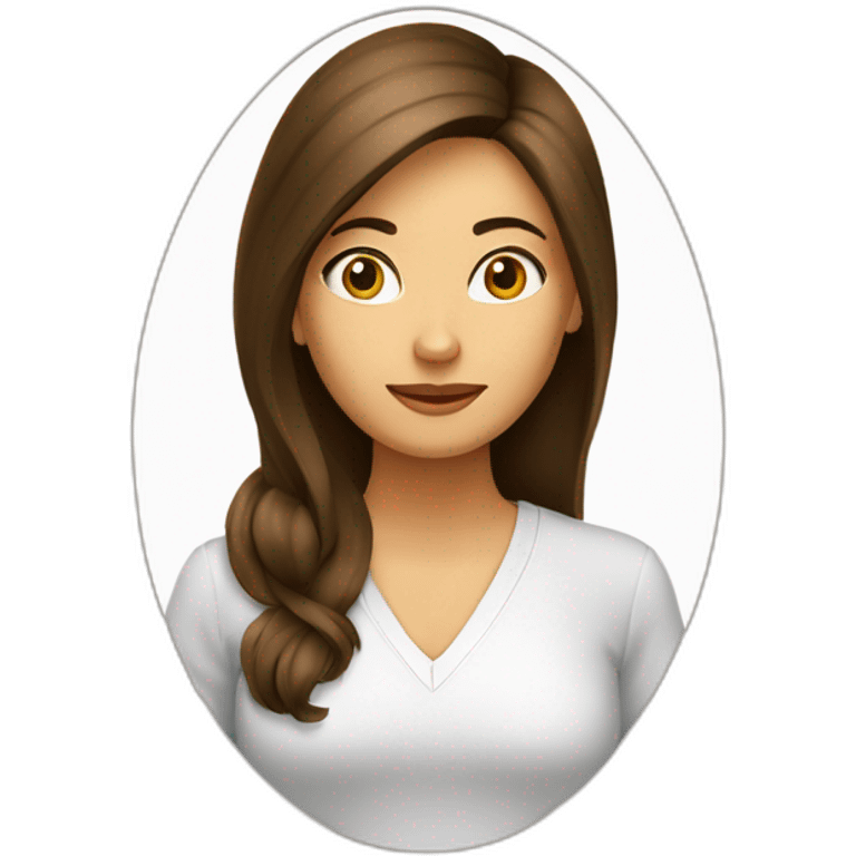 MUJER DE ROSTRO OVALADO, PELO CASTAÑO LARGO, OJOS MARRON OSCURO emoji