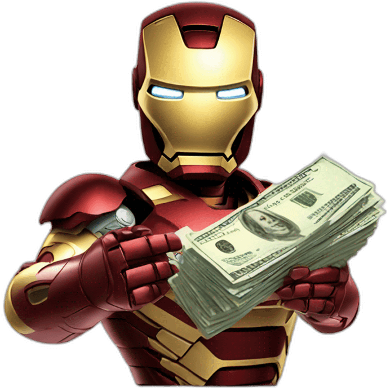 Iron man giving money bills emoji