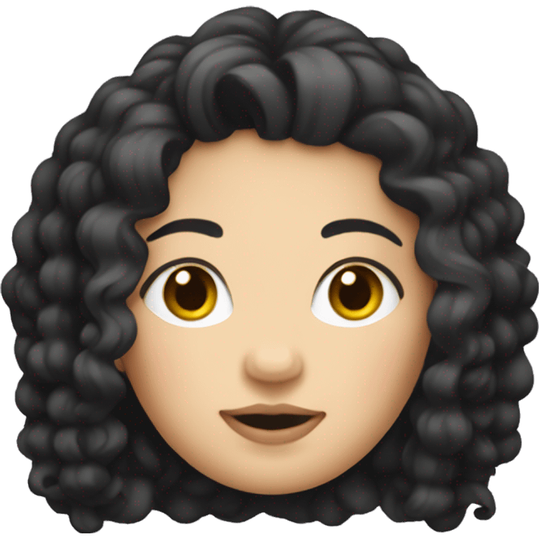 create a lady emoji that is chubby, with LONG curly black hair, with fair skin emoji