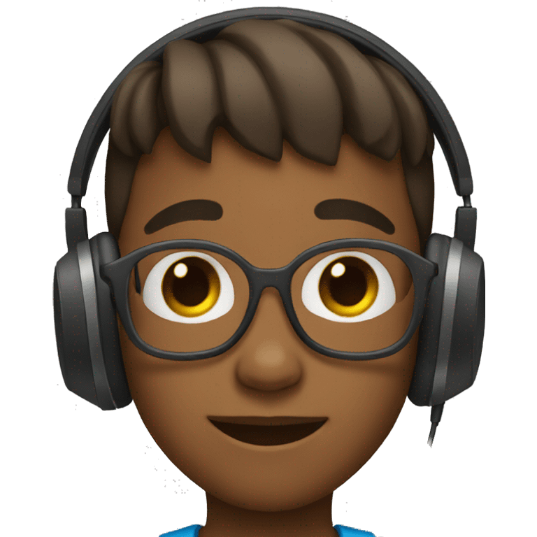 Little boy wearing headphones  emoji