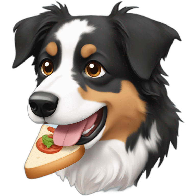 Australian shepherd eating sandwich emoji