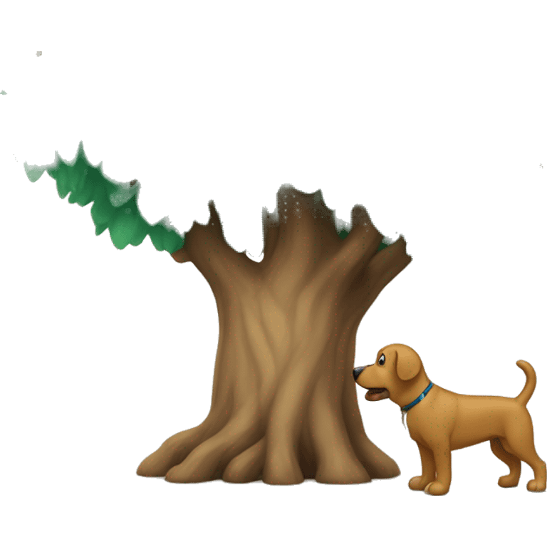 Un arbre qui fais pipi sur un chien emoji