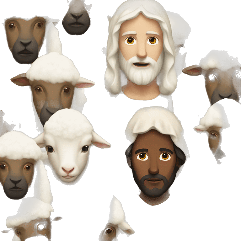 white Jesus with a lamb emoji