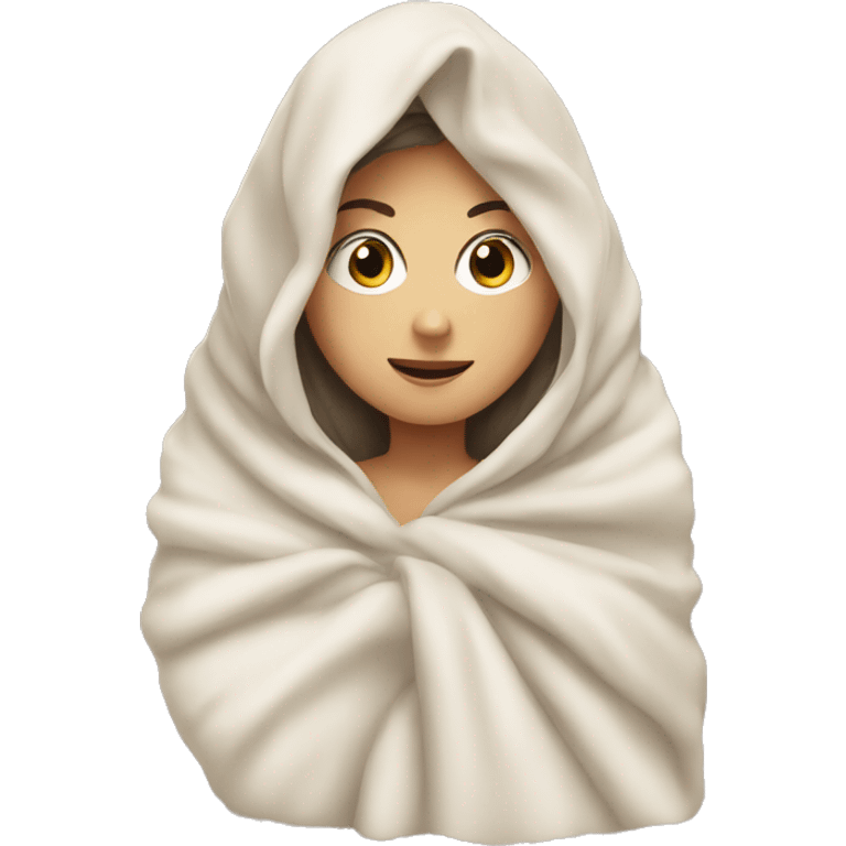 A white girl in a blanket emoji