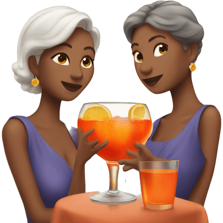 Three beautiful mother drinking aperol   emoji