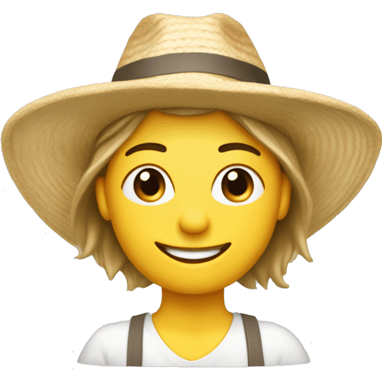 Healthy caucasian headshot with sunhat emoji