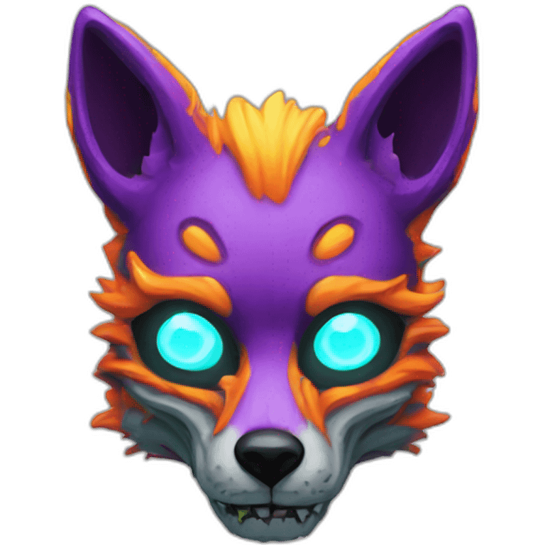 Neon Zombie skeleton fox emoji