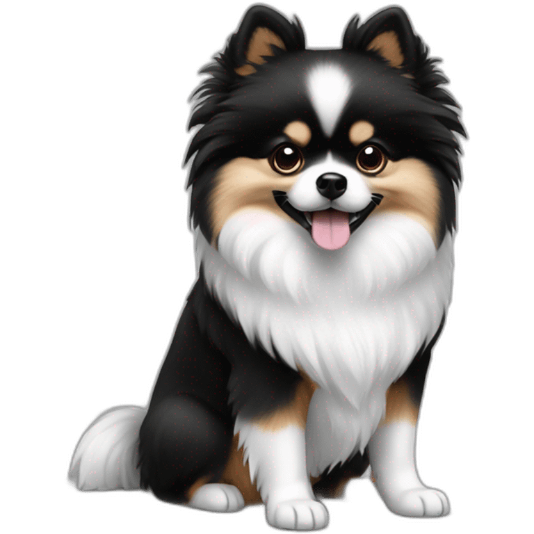 dog pomeranian black and white emoji