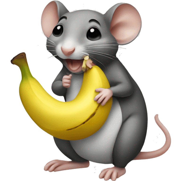 Mouse eat banana emoji