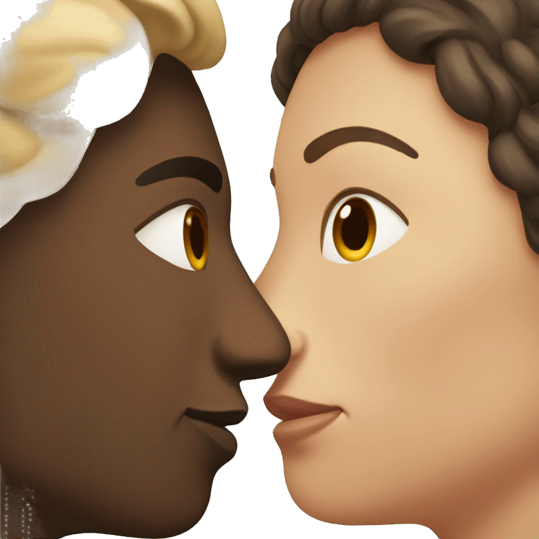 Couple kissing both have dark brown hair  emoji