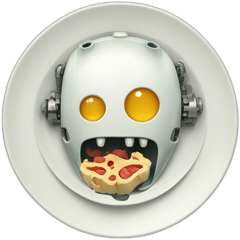 robot eating a brain on plate emoji