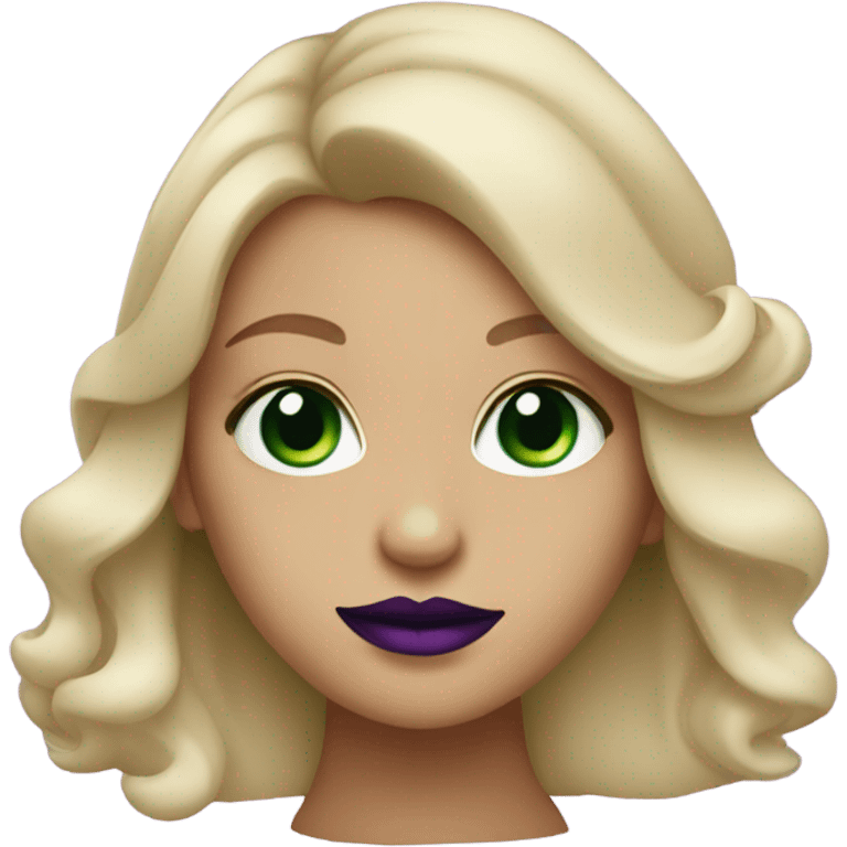 Ombré Blonde girl with Green eyes & purple lipstick emoji