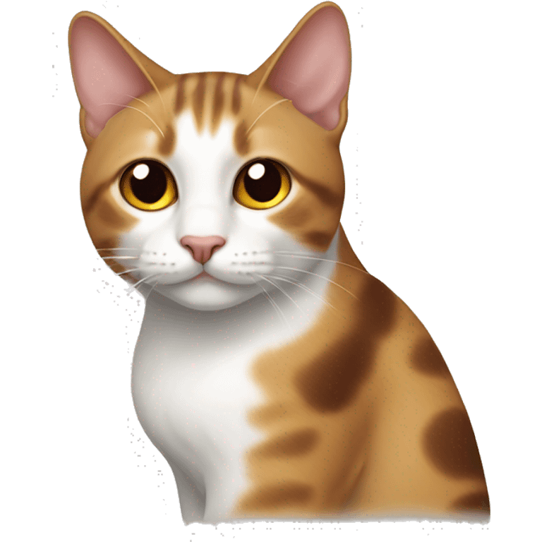 a cat with a red spot on the left ear and a brown spot on the right ear emoji