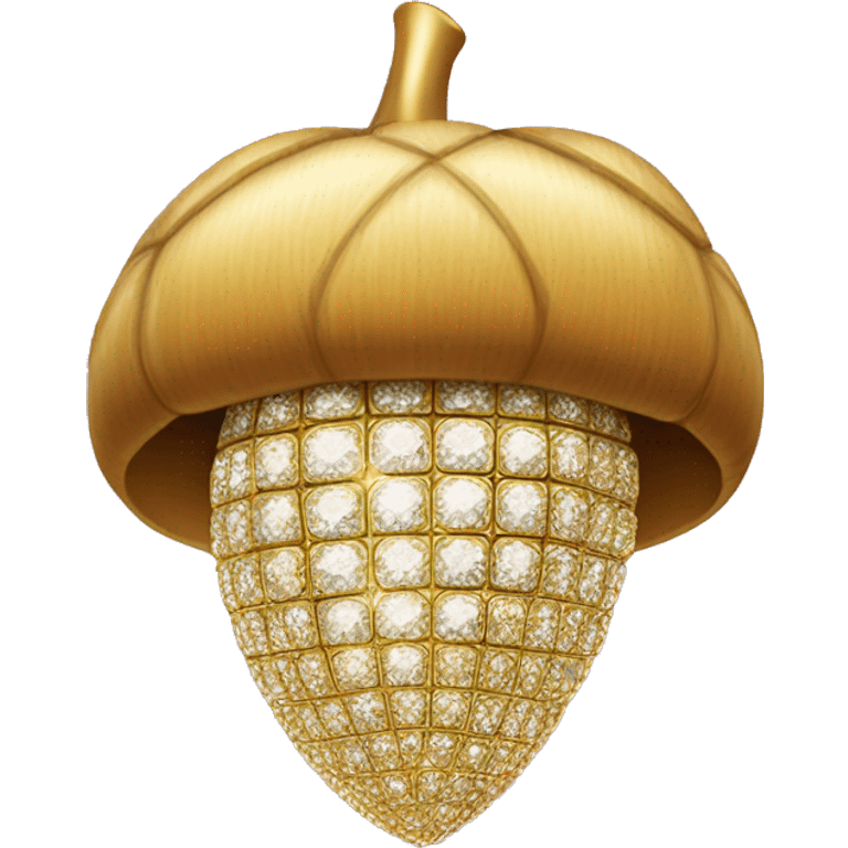 sparkling diamond Acorn, gold stem emoji