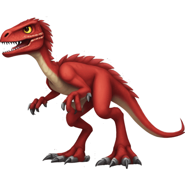 Red edgy badass velociraptor Digimon full body emoji