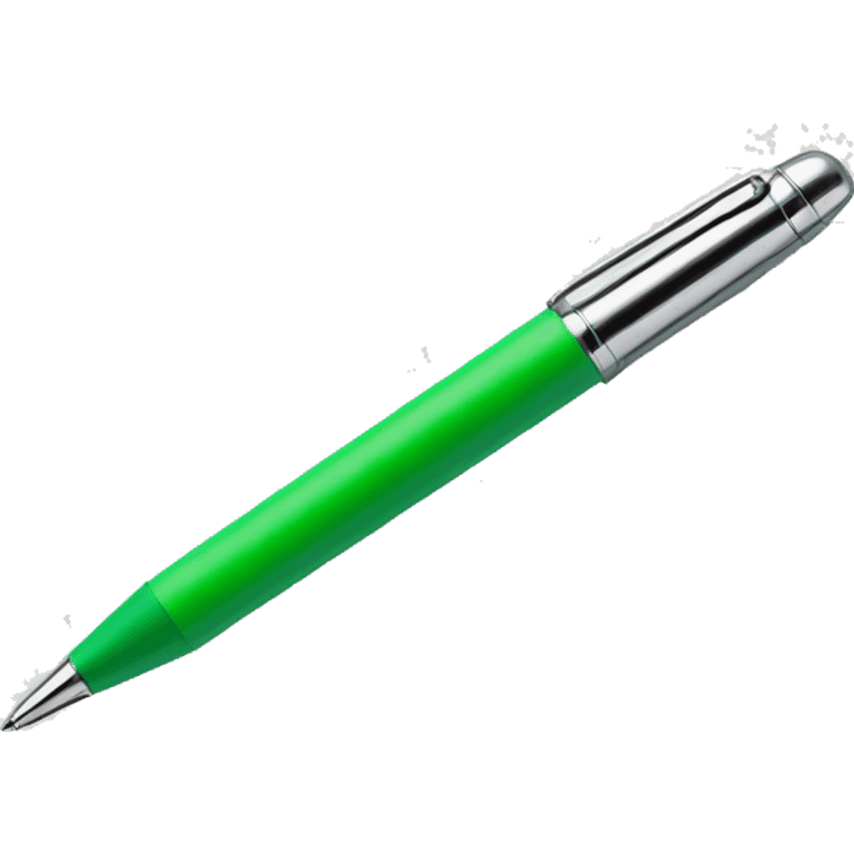 A chrome pen and a green notepad emoji