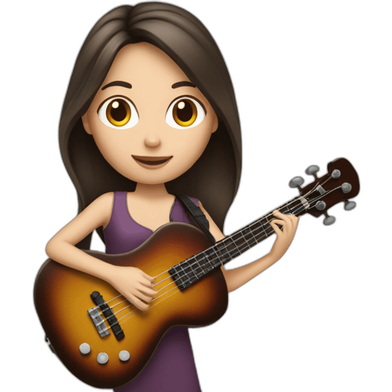 White brunette playing four string bass emoji