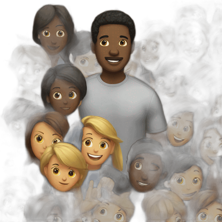 black man surrounded by people emoji