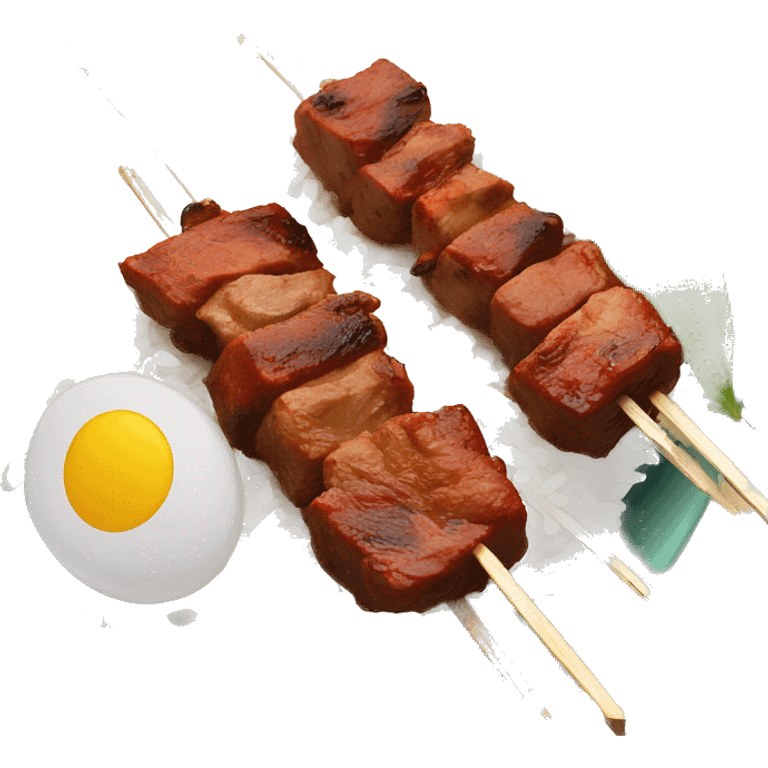 filipino meat skewer dish with white rice emoji