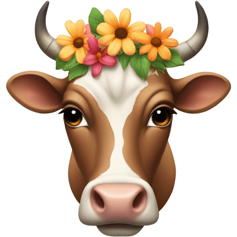 Cow with flowers on its horns  emoji