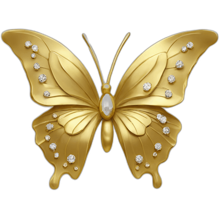 Gold butterfly jewel with heart shaped diamonds emoji