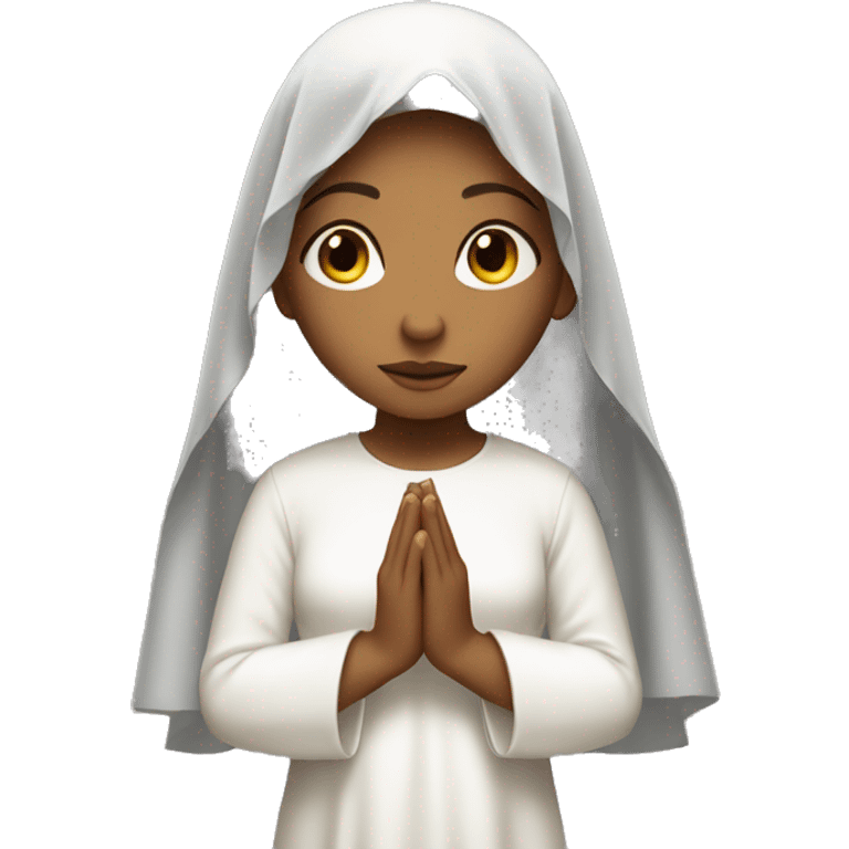 Caramel skin Girl praying for with white veil  emoji